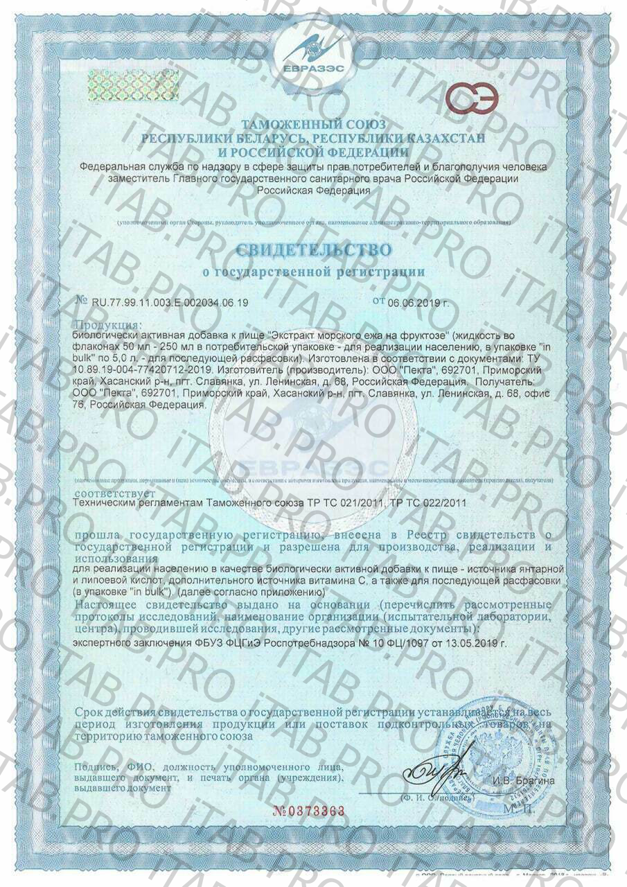 ПЕКТА, Экстракт морского ежа на фруктозе (для поддержания иммунитета), жидкость, 100 мл