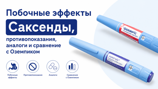 Побочные эффекты Саксенды, противопоказания, аналоги и сравнение с Оземпиком