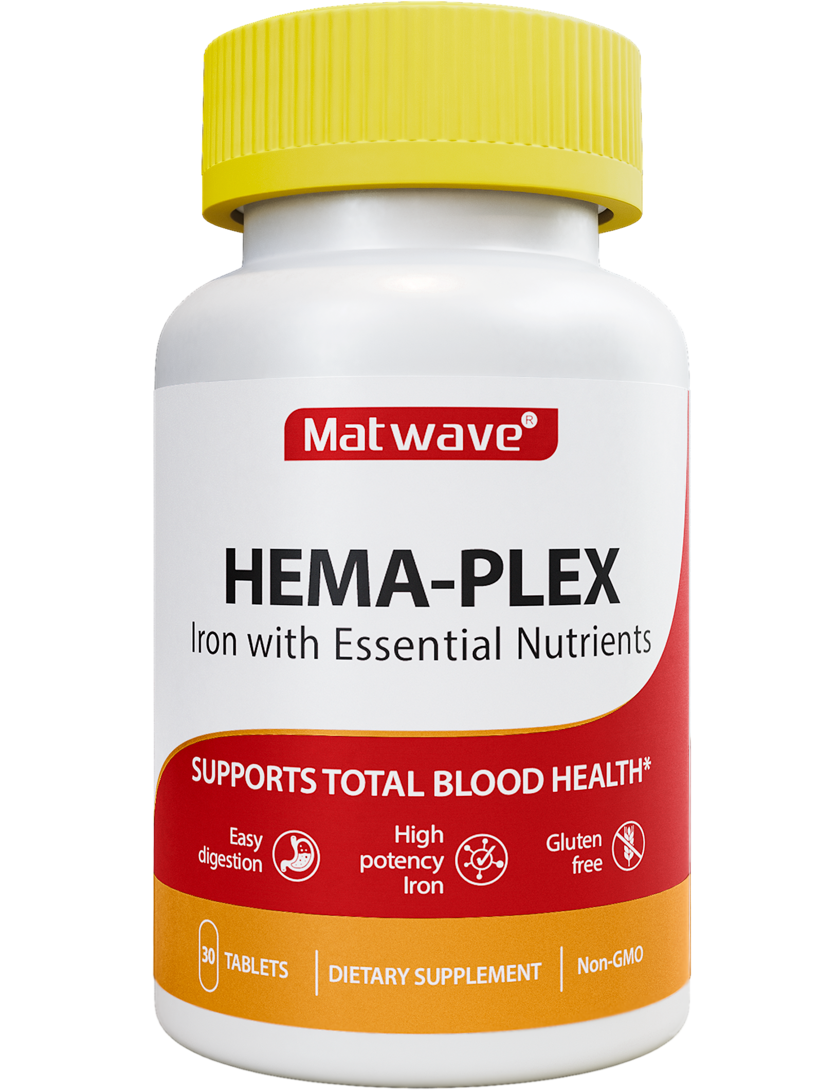 Matwave, Hema-Plex, витаминный комплекс с железом, таблетки, 30 шт.