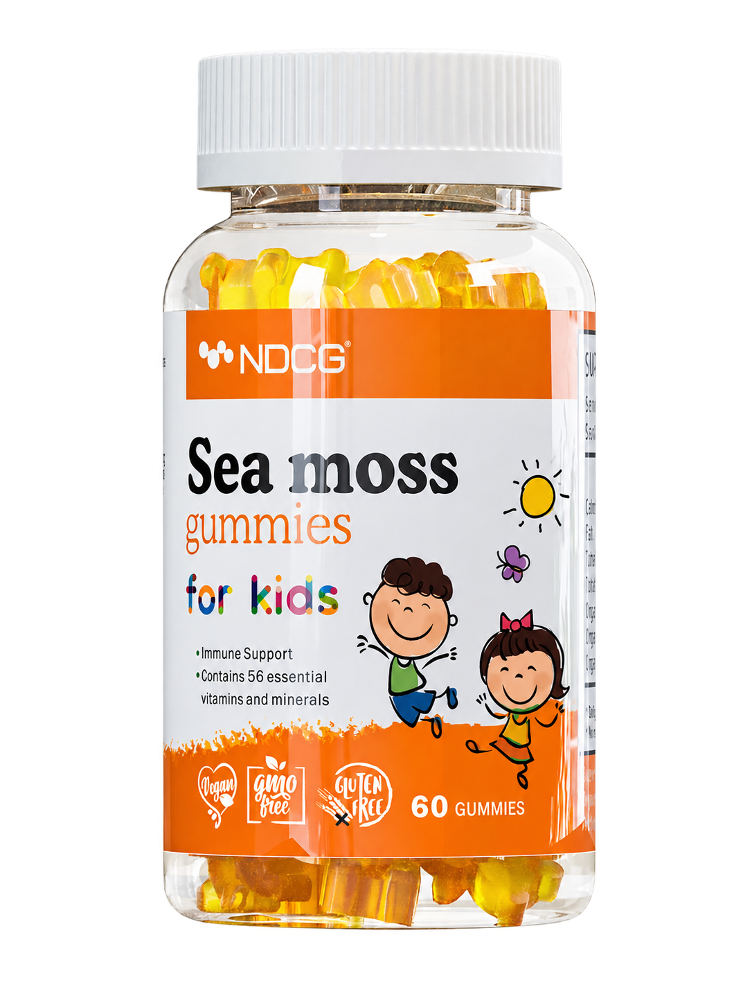 NDCG, Sea Moss for kids (ирландский мох), со вкусом апельсина, жевательные конфеты, 60 шт.