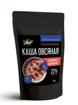 Yappi, Каша овсяная протеиновая, с клубникой и инулином (пребиотик), 250 г