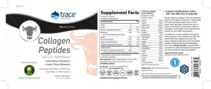 Trace minerals, Коллаген (I и III типа) + витамин С + минералы, со вкусом персика, порошок, 286 г
