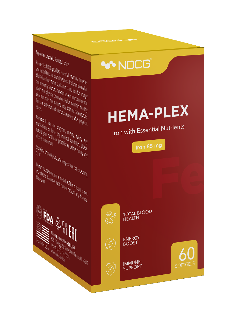 NDCG, Hema-Plex, витаминный комплекс с железом, капсулы, 60 шт.