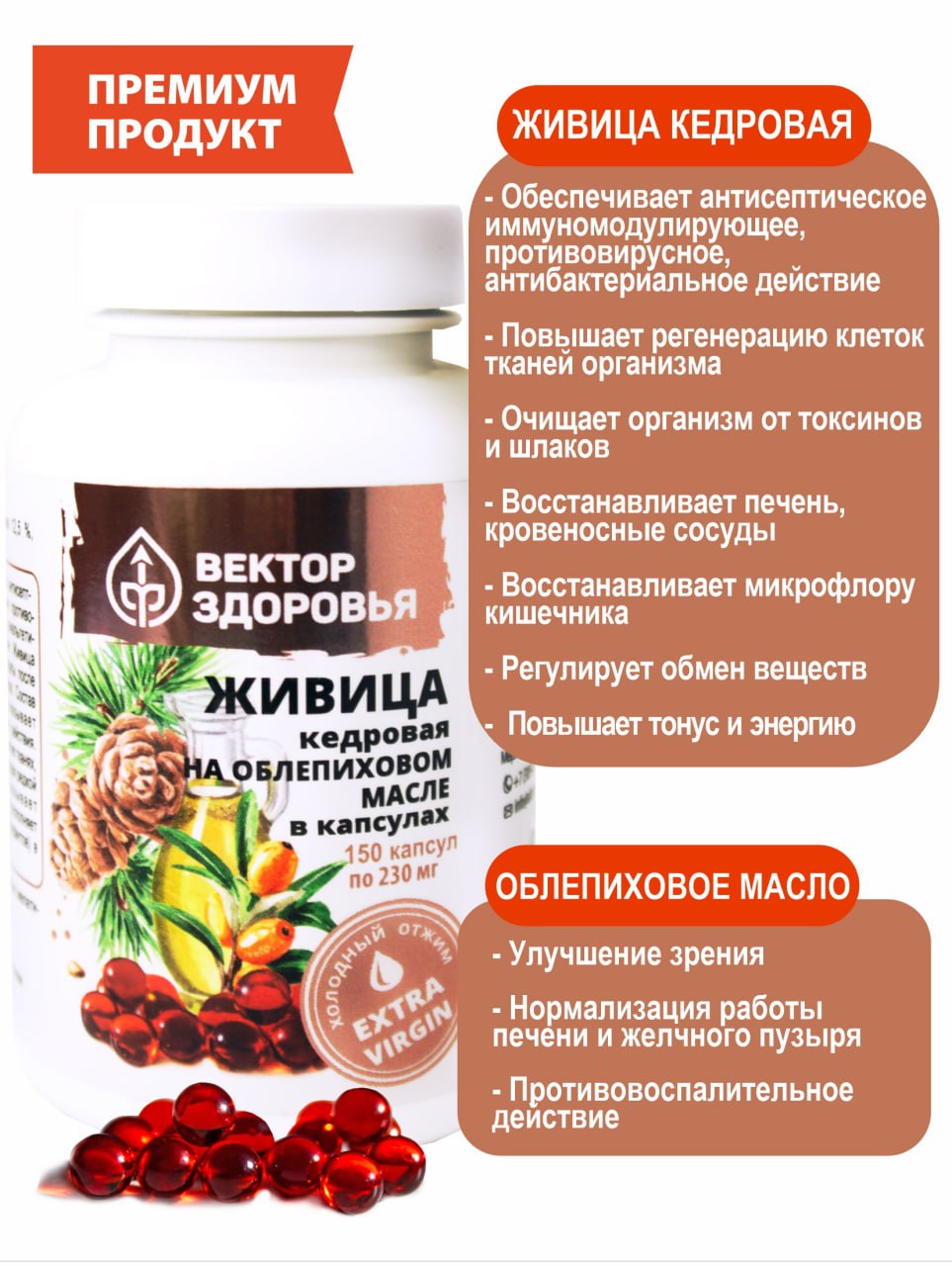 Алтай Простые решения, Живица кедровая на облепиховом масле, капсулы, 150 шт.