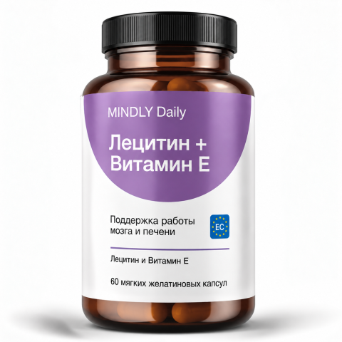 MINDLY, Лецитин + Витамин E, капсулы, 60 шт.