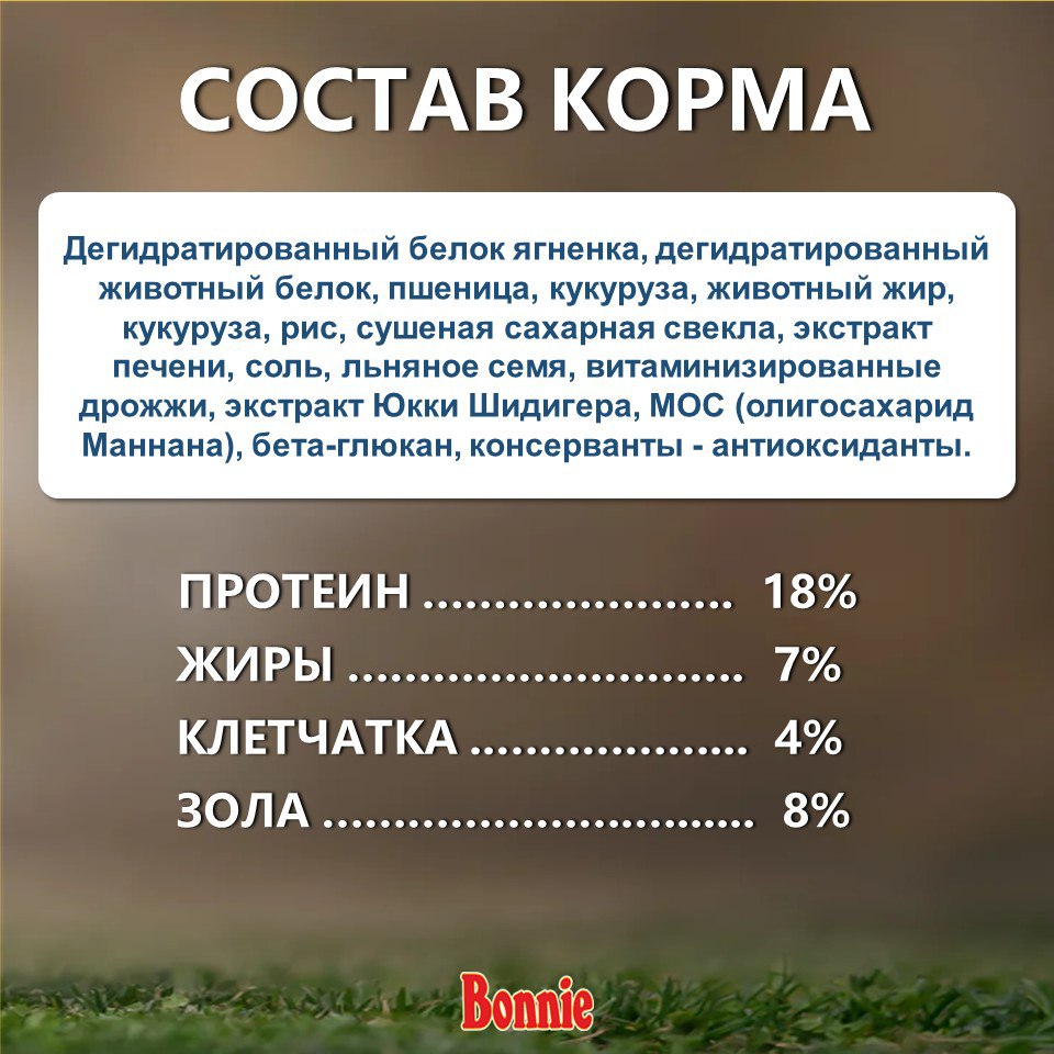 Bonnie, Сухой корм для собак с ягненком и рисом, 2500 г