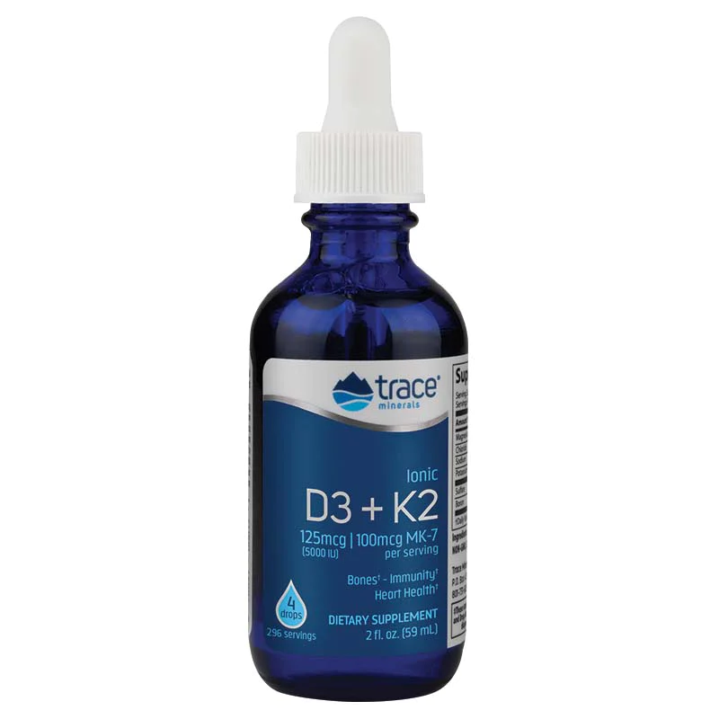 Trace Minerals, Ионные витамины D3+K2, жидкость, 59 мл
