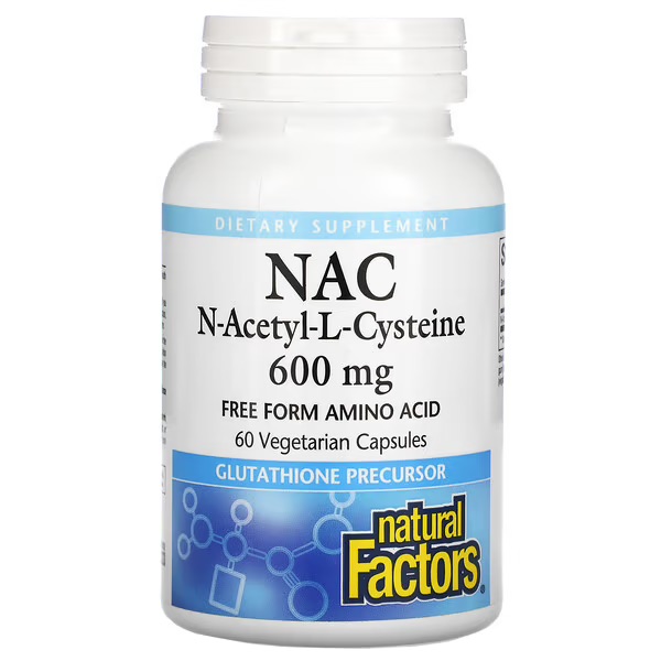 Natural Factors, NAC (N-ацетил-L-цистеин), капсулы, 60 шт.