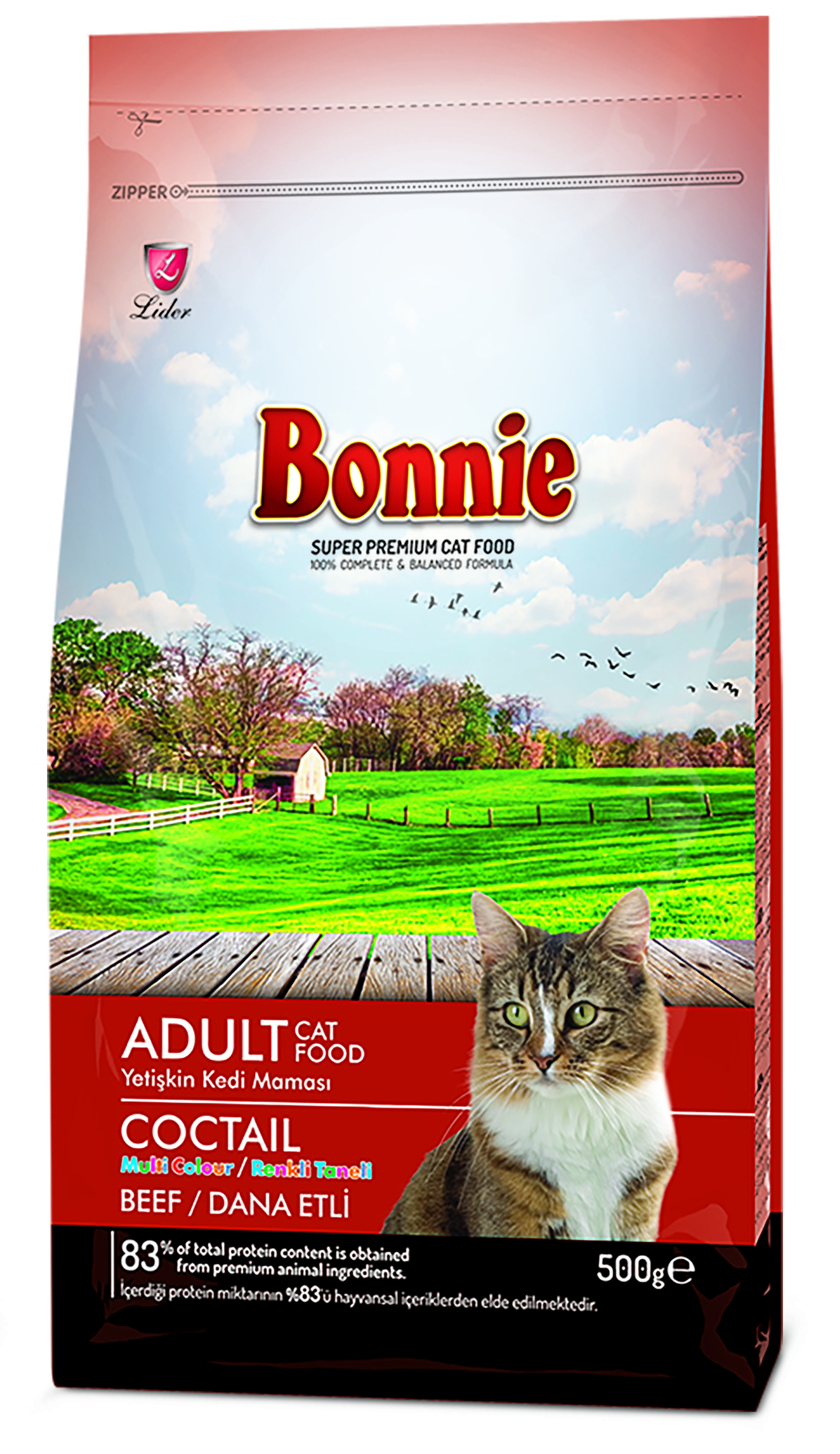 Bonnie, Сухой корм для кошек с говядиной, 500 г