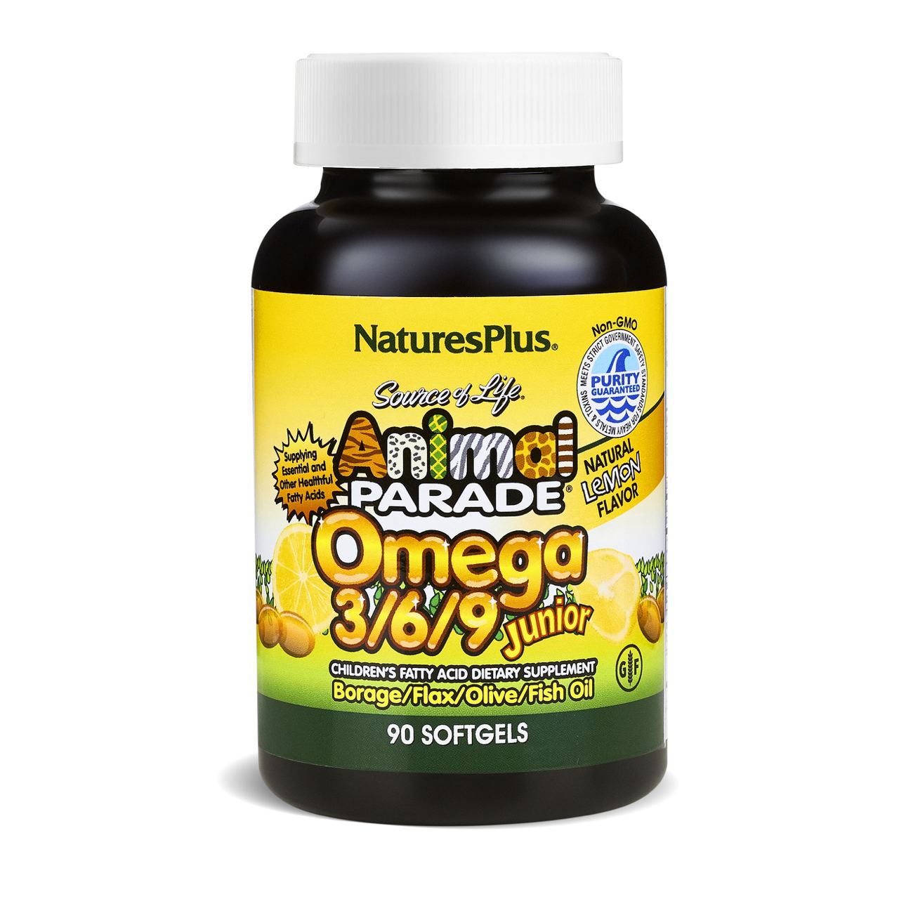 NaturesPlus, Омега 3-6-9 для детей, со вкусом лимона, капсулы, 90 шт.