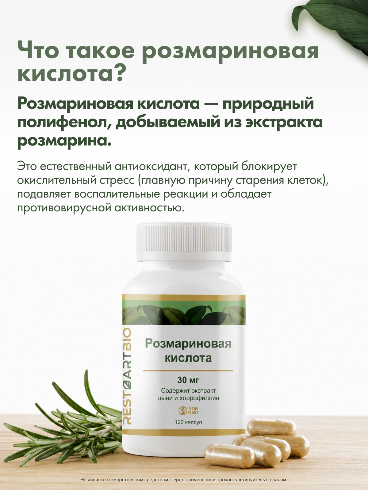 Restartbio, Комплекс с розмариновой кислотой, капсулы, 120 шт.