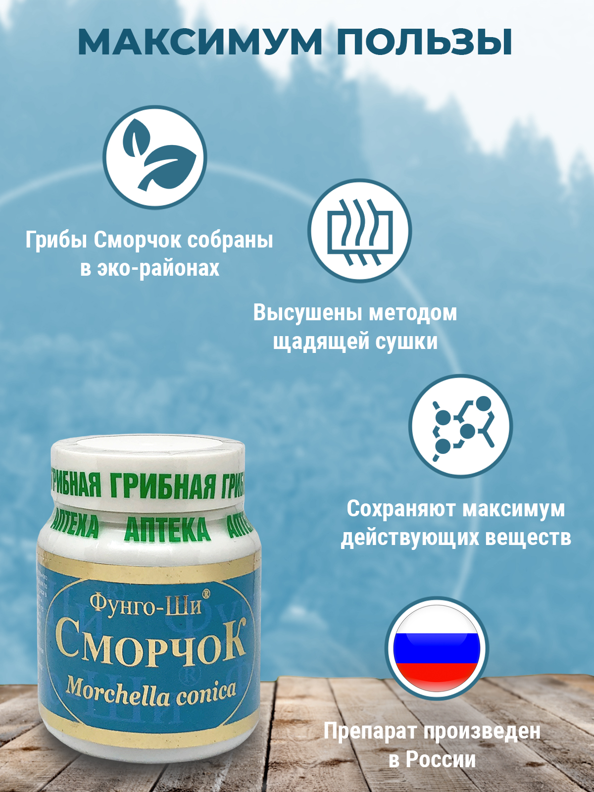 Prodex, Гриб «Сморчок» (для нормализации глазного давления и улучшения зрения), капсулы, 60 шт.