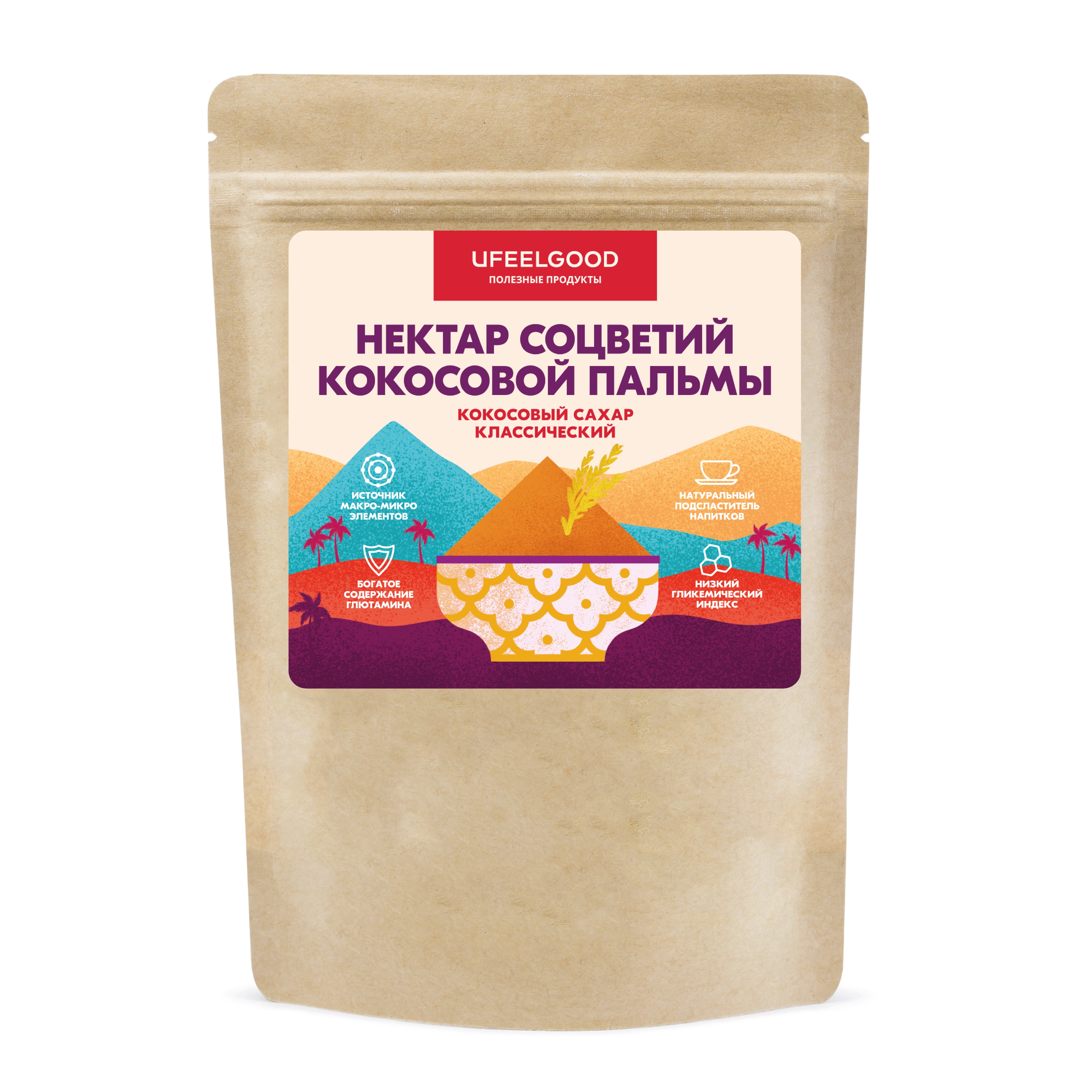 UFEELGOOD, Сахар кокосовой пальмы, 200 г