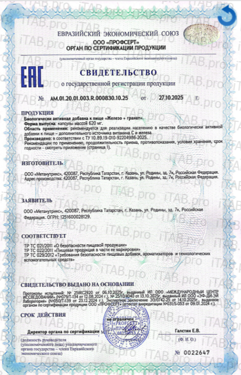 ГрибNik, Железо (бисглицинат) + гранат, капсулы, 60 шт.