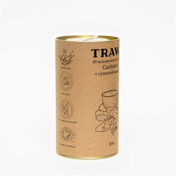 TRAWA, Кантуччи с сушеной темной вишней, печенье, 300 г.