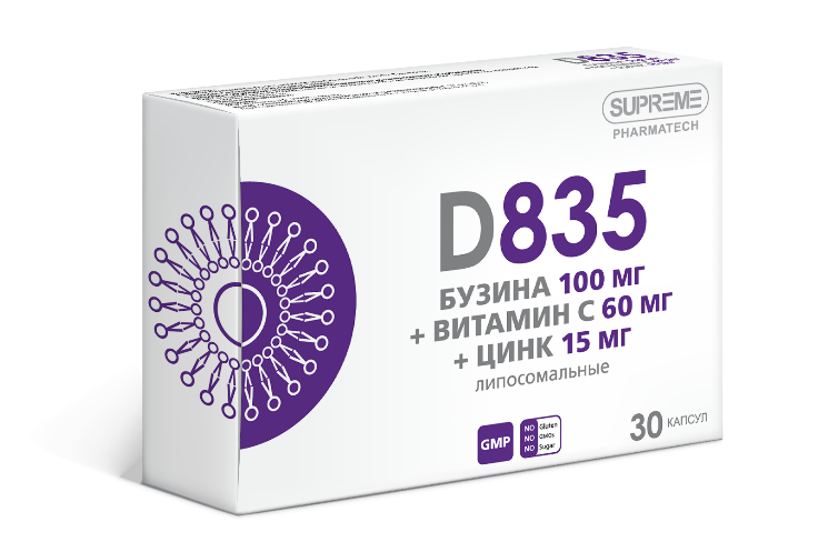 Supreme Pharmatech, Липосомальные бузина, витамин C и цинк, капсулы, 30 шт.