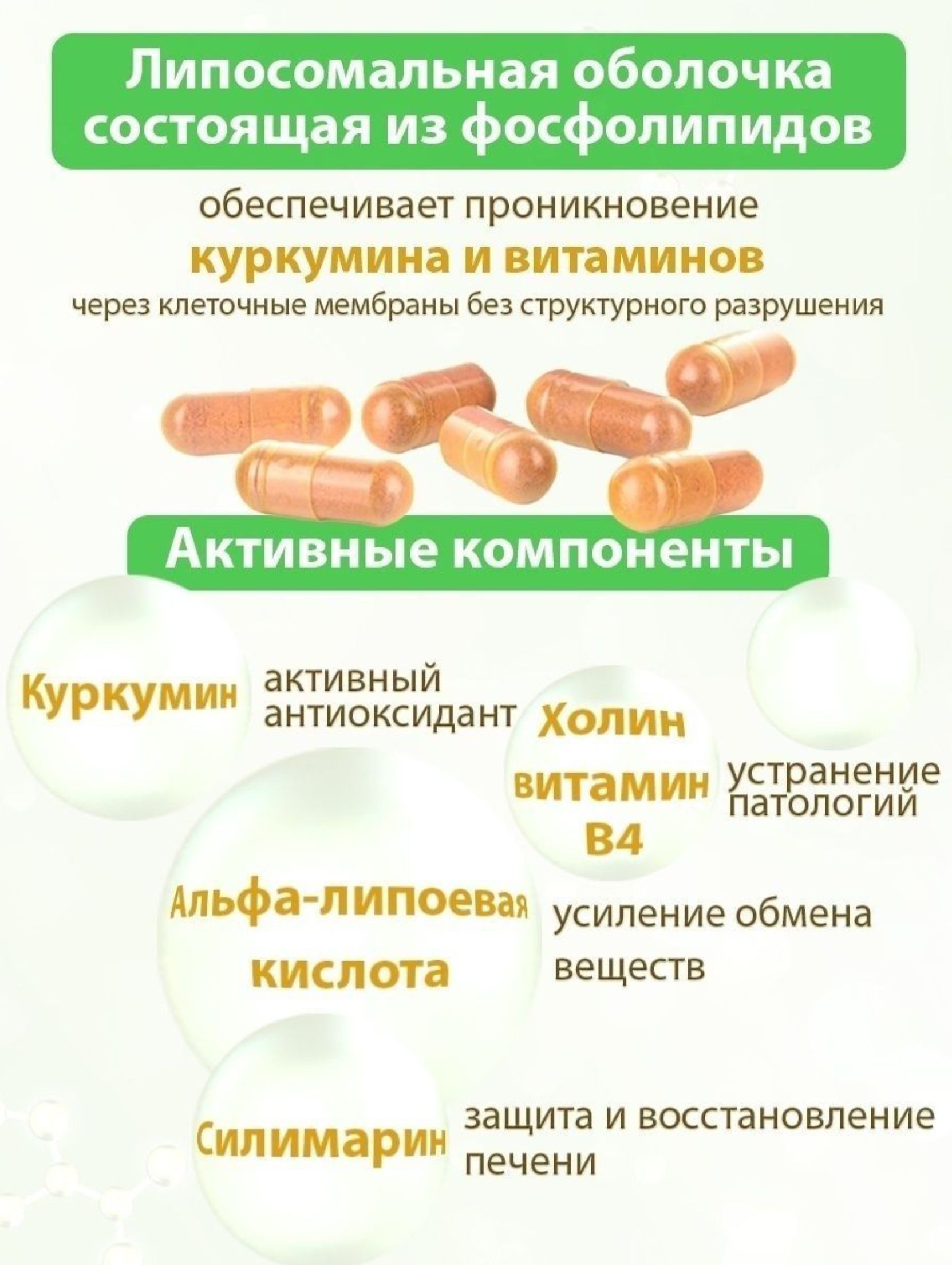 Простые решения, Липосомальный куркумин и силимарин для печени, капсулы, 60 шт.