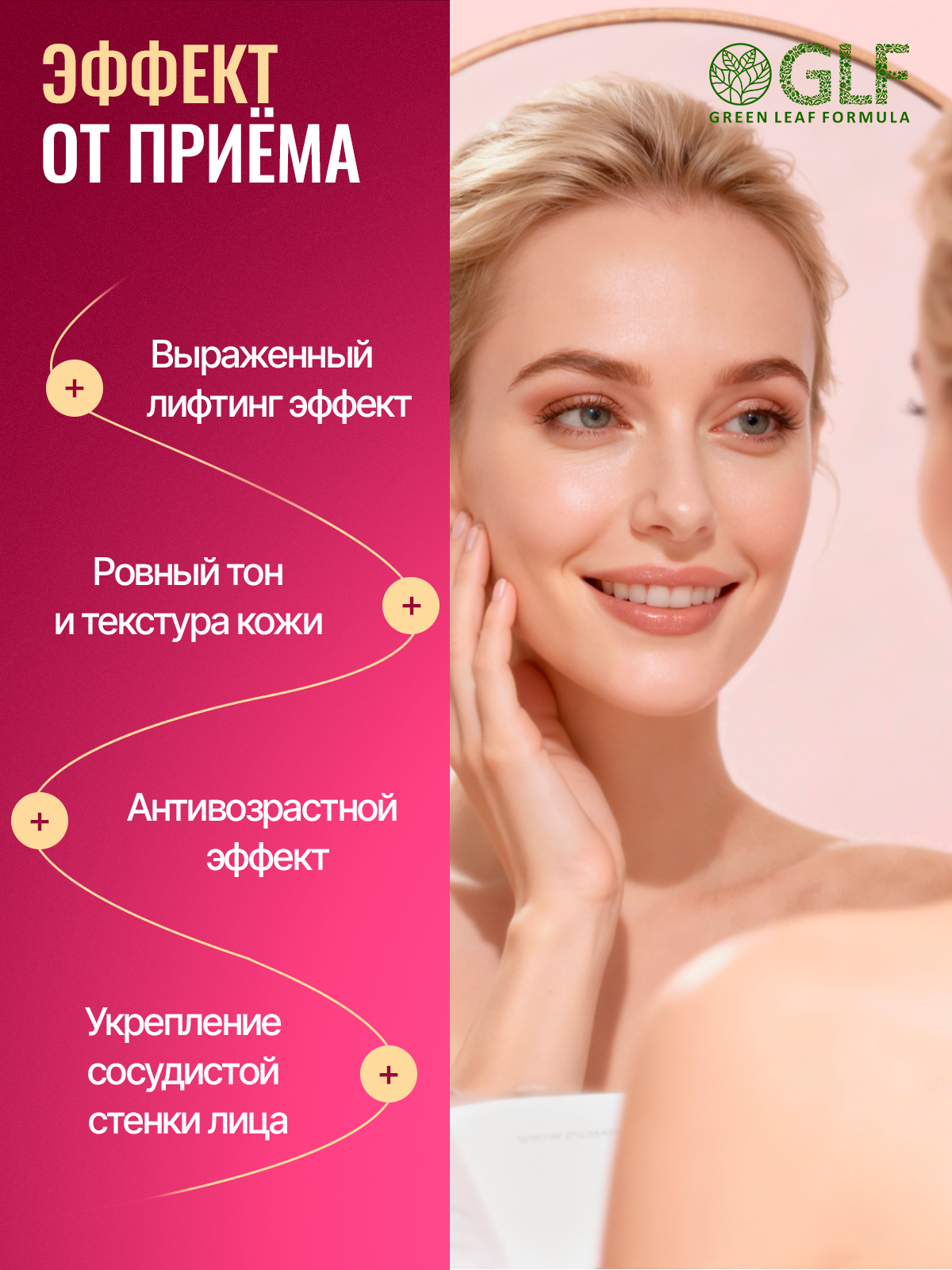 Green Leaf Formula, Лифтинг витамины для кожи лица для женщин, флавоноиды комплекс, рутин с витамином С, для омоложения и красоты, капсулы, 30 шт.