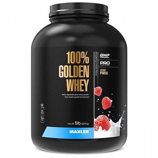 Maxler, Протеин «Golden Whey» со вкусом клубники, порошок, 2270 г
