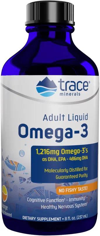 Trace Minerals, Жидкая омега-3 для взрослых, со вкусом апельсина, жидкость, 237 мл