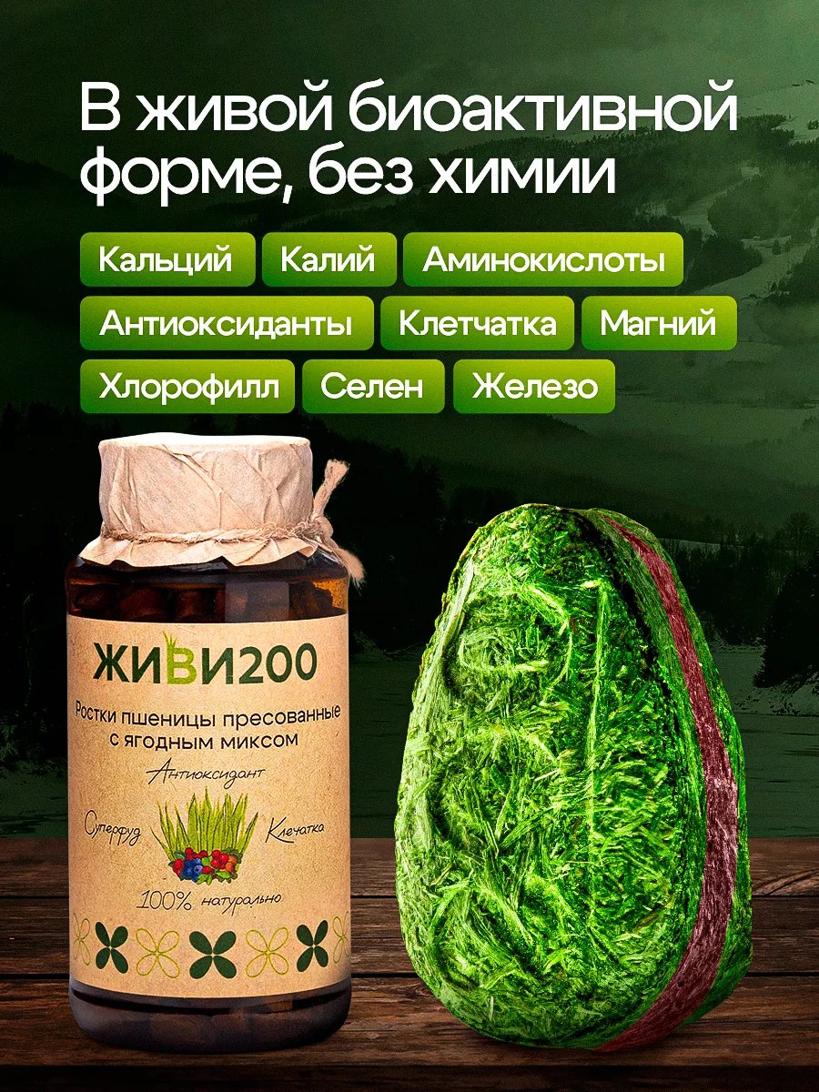 Живи200, Витграсс с сушеными ягодами (детокс, поддержка иммунитета), таблетки, 300 шт.