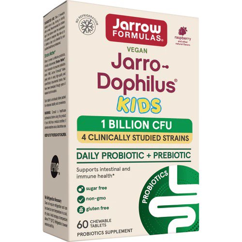 Jarrow Formulas, Комплекс «Пробиотик + пребиотик» для детей со вкусом малины, жевательные таблетки, 60 шт.