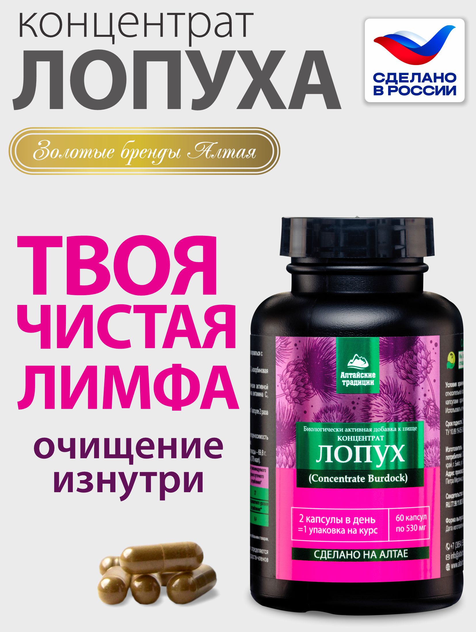 Алтай Простые решения, Концентрат Лопух, капсулы, 60 шт.