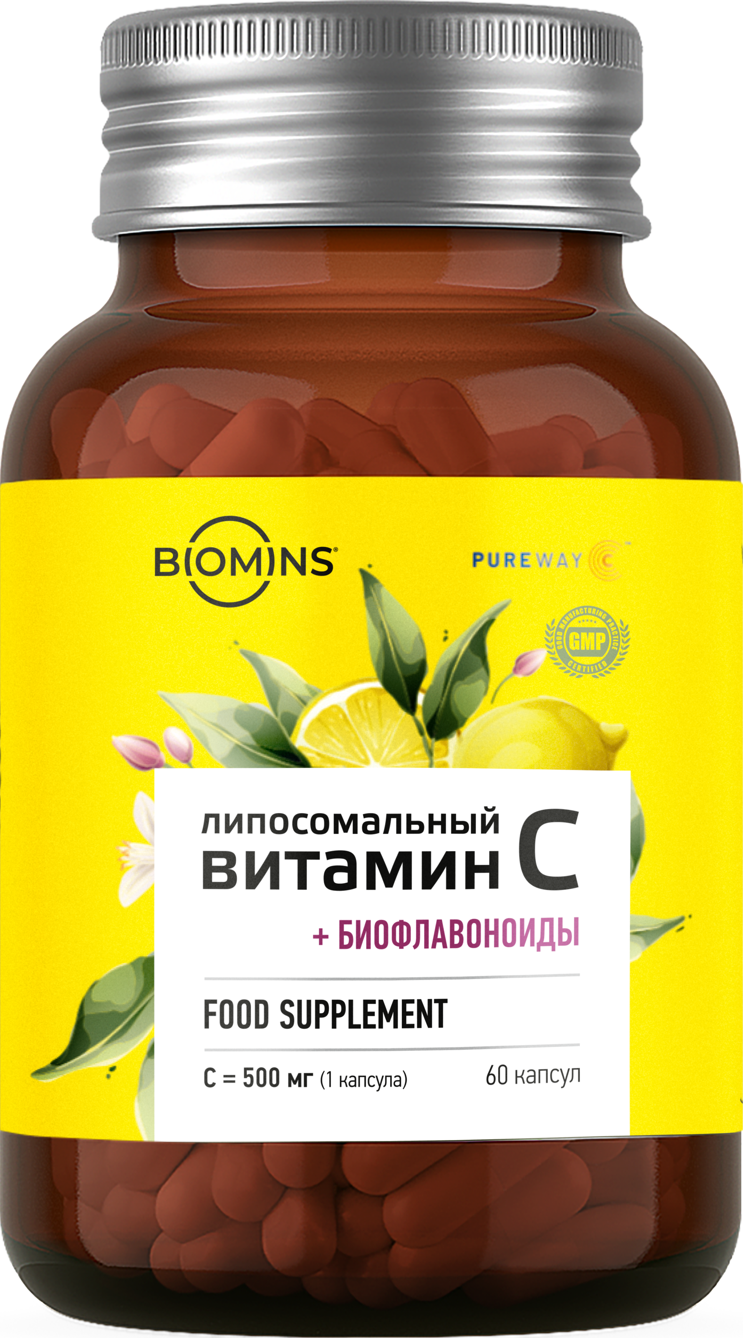 Biomins, Липосомальный витамин C «PureWay» с биофлавоноидами, капсулы, 60 шт.