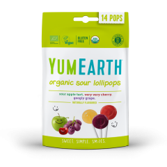 YumEarth, Органическая карамель на палочке со вкусами вишня, зеленое яблоко, виноград, 85 г