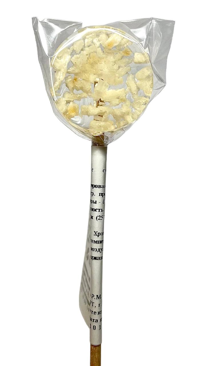 Lollipops, Леденец на палочке из изомальта с сублимированным кокосом, 1 шт.