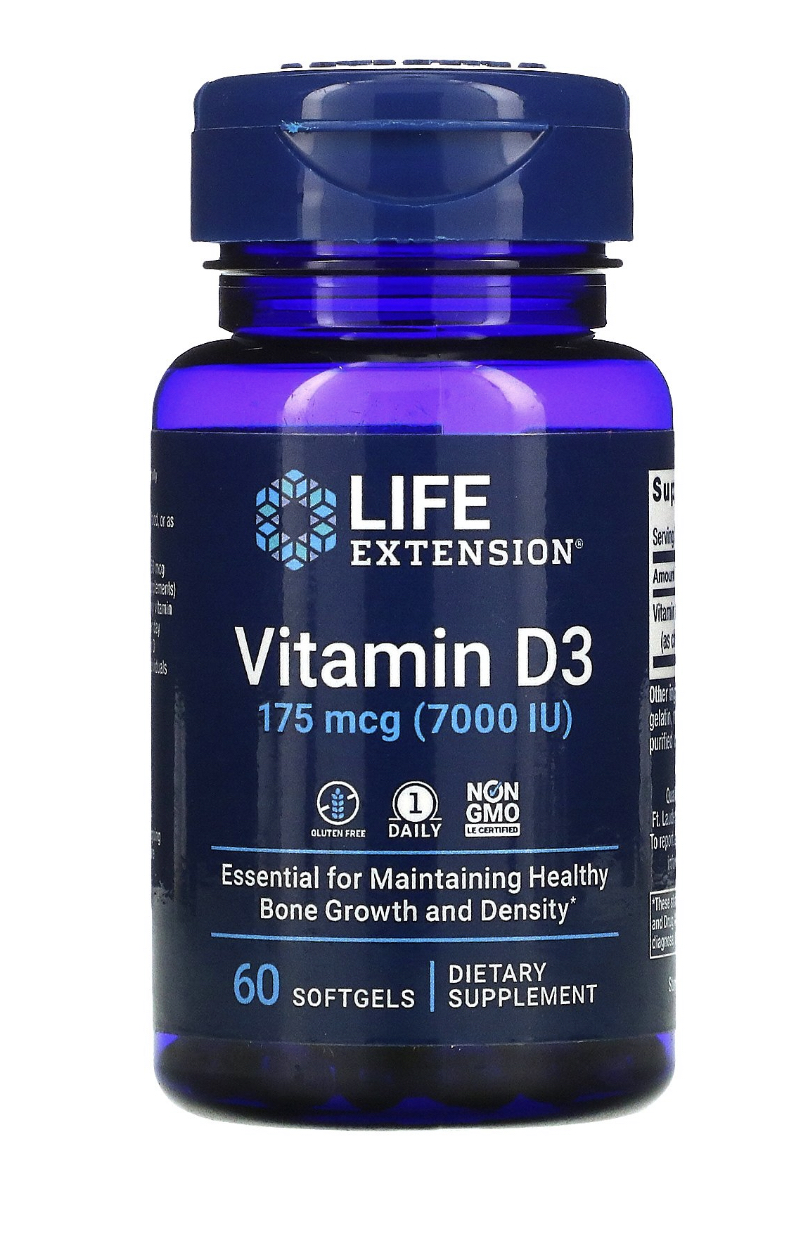 Life Extension, Витамин D3 (7000 МЕ), капсулы, 60 шт.