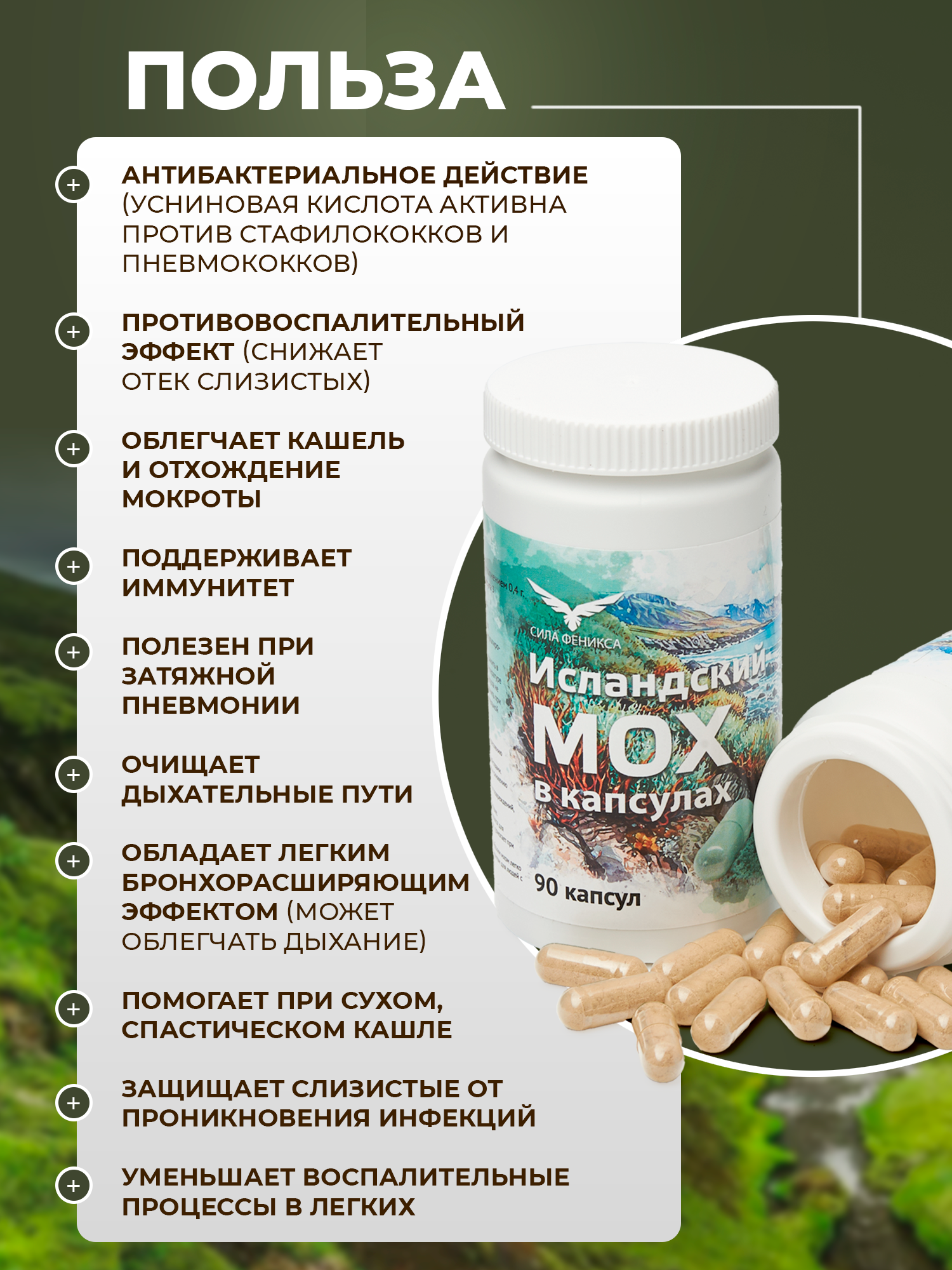 Сила феникса, Исландский мох, капсулы, 90 шт.