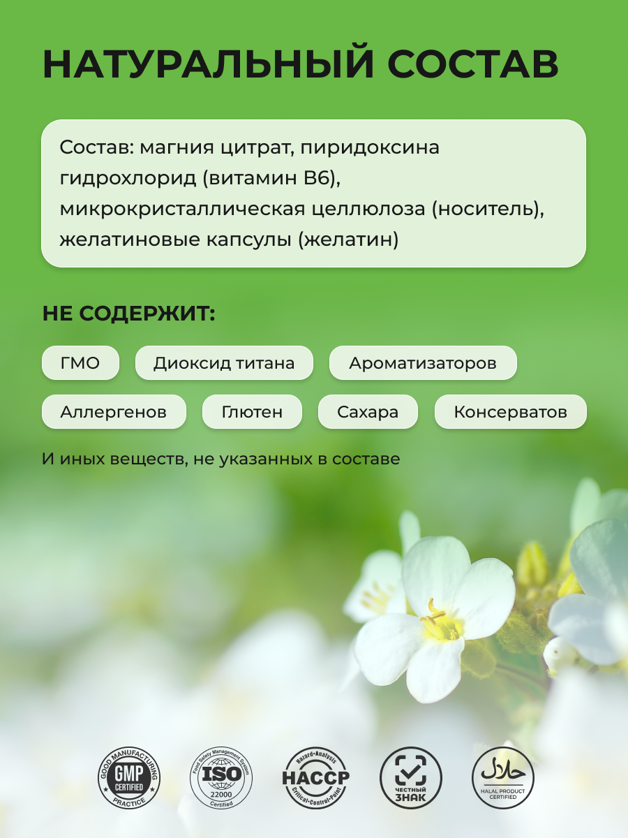 ENBIO, Магний (цитрат) + В6, улучшение работы нервной системы, капсулы, 90 шт.