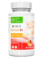 Green Leaf Formula, Магний (цитрат) В6 для детей, со вкусом дыня-арбуз, жевательные таблетки, 60 шт.