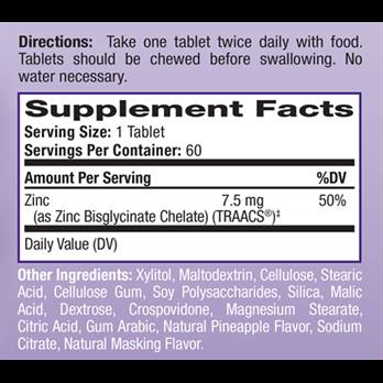 Natrol, Цинк (бисглицинат хелат), жевательные таблетки, 60 шт.