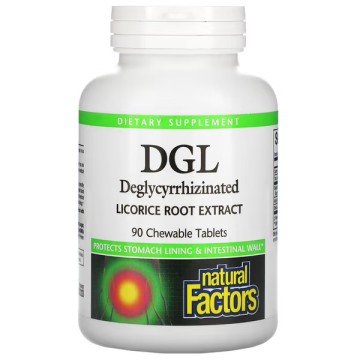 Natural Factors, DGL (глицирризинат экстракта из корня солодки), таблетки, 90 шт.