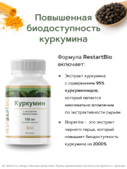 Restartbio, Куркумин c пиперином, капсулы, 90 шт.