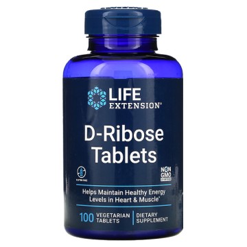 Life Extension, D-ribose (для поддержания выработки клеточной энергии), таблетки, 100 шт.