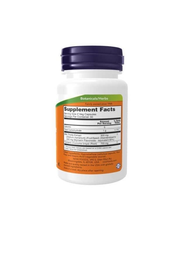 Now Foods, Экстракт расторопши с куркумой , капсулы, 60 шт
