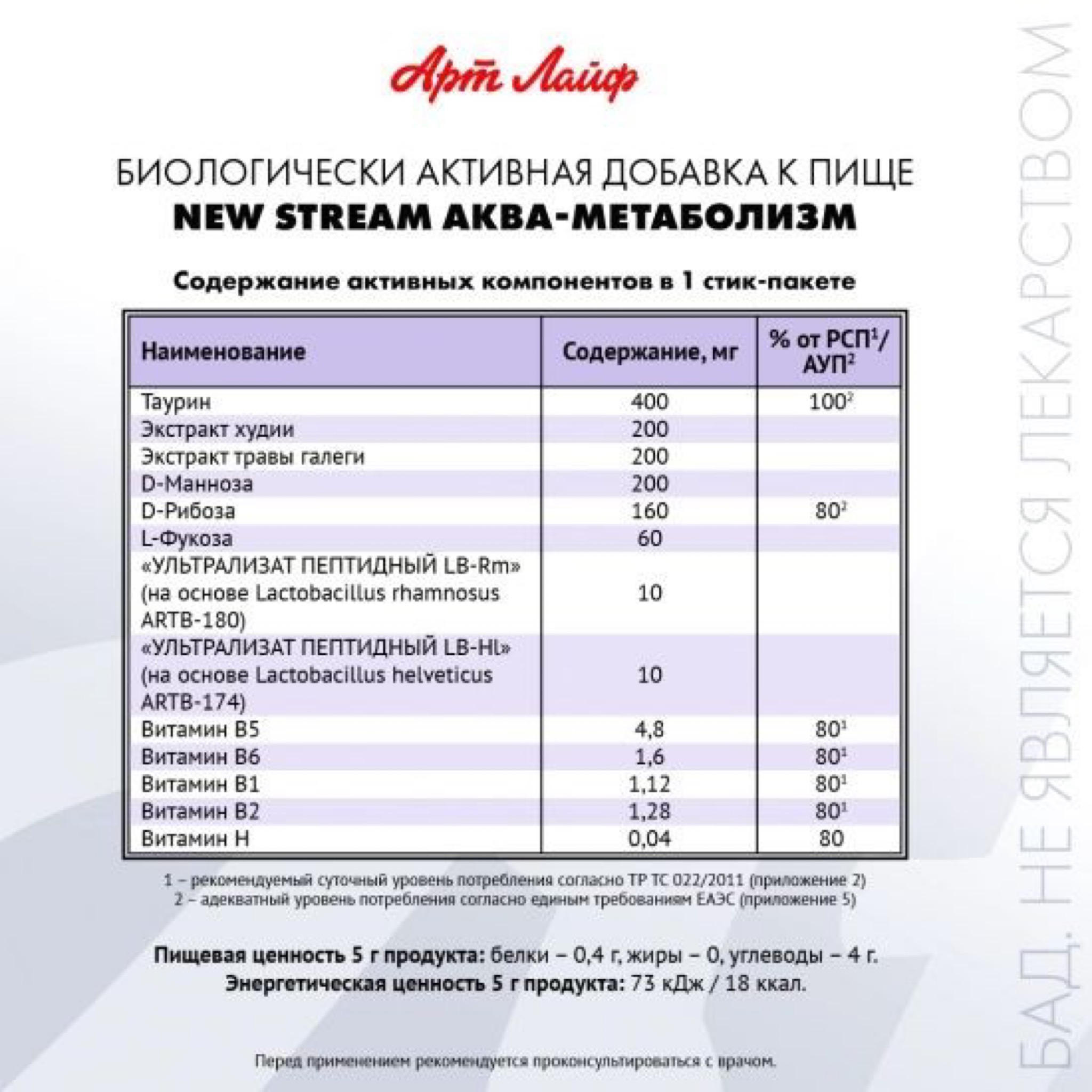 АртЛайф, NEW STREAM Аква-метаболизм (Функциональный корректор обмена веществ), стики, 15 шт