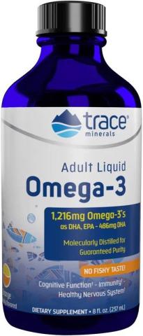 Trace Minerals, Жидкая омега-3 для взрослых, со вкусом апельсина, жидкость, 237 мл