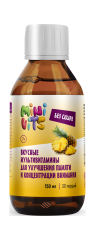 Minivits, Вкусные мультивитамины для улучшения памяти и концентрации внимания, со вкусом ананас, жидкость, 150 мл