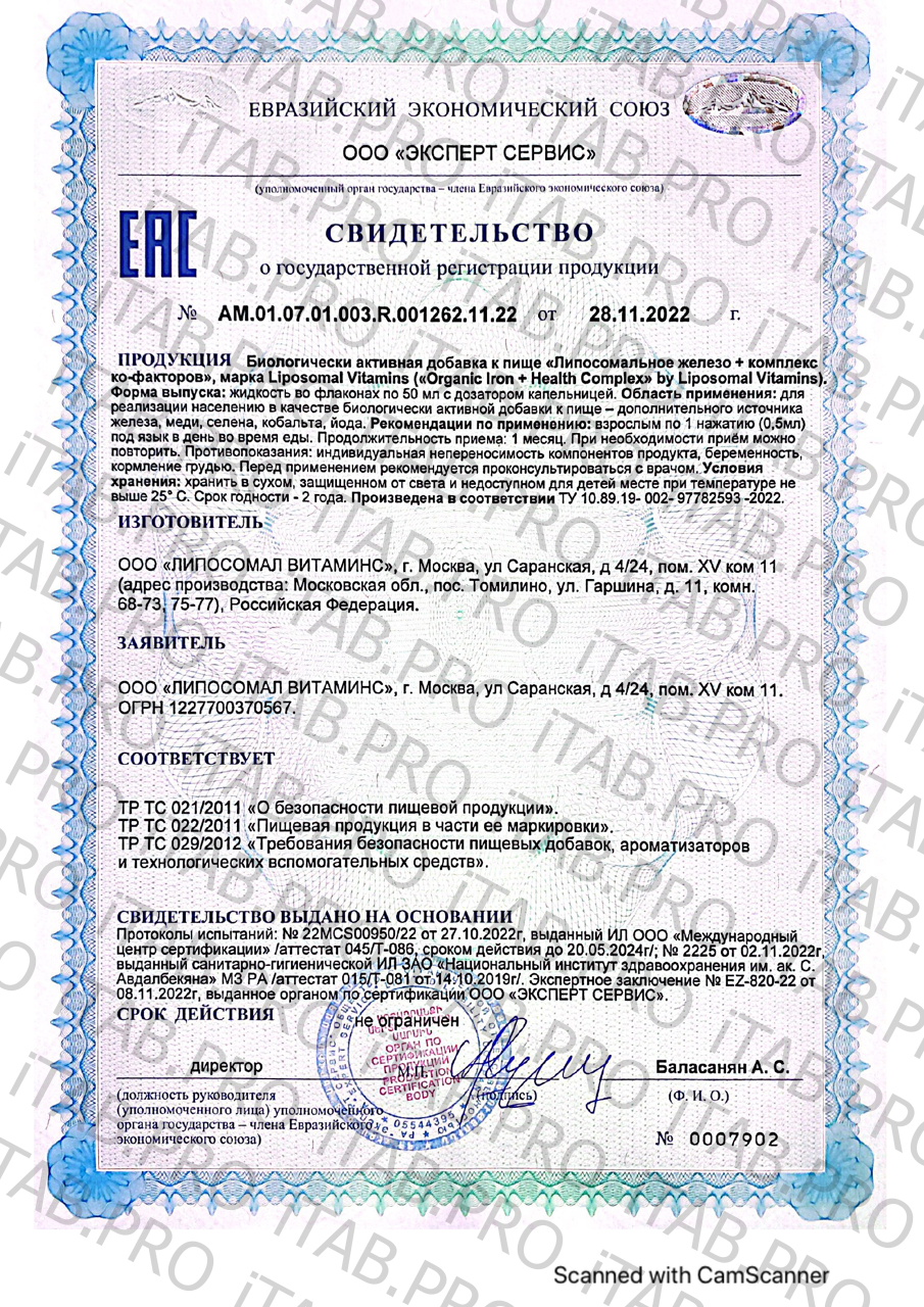 Liposomal Vitamins, Липосомальное органическое железо, жидкость, 50 мл