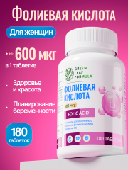 Green Leaf Formula, Витамин B9 (фолиевая кислота), для беременных и кормящих, для планирования беременности, таблетки, 180 шт.
