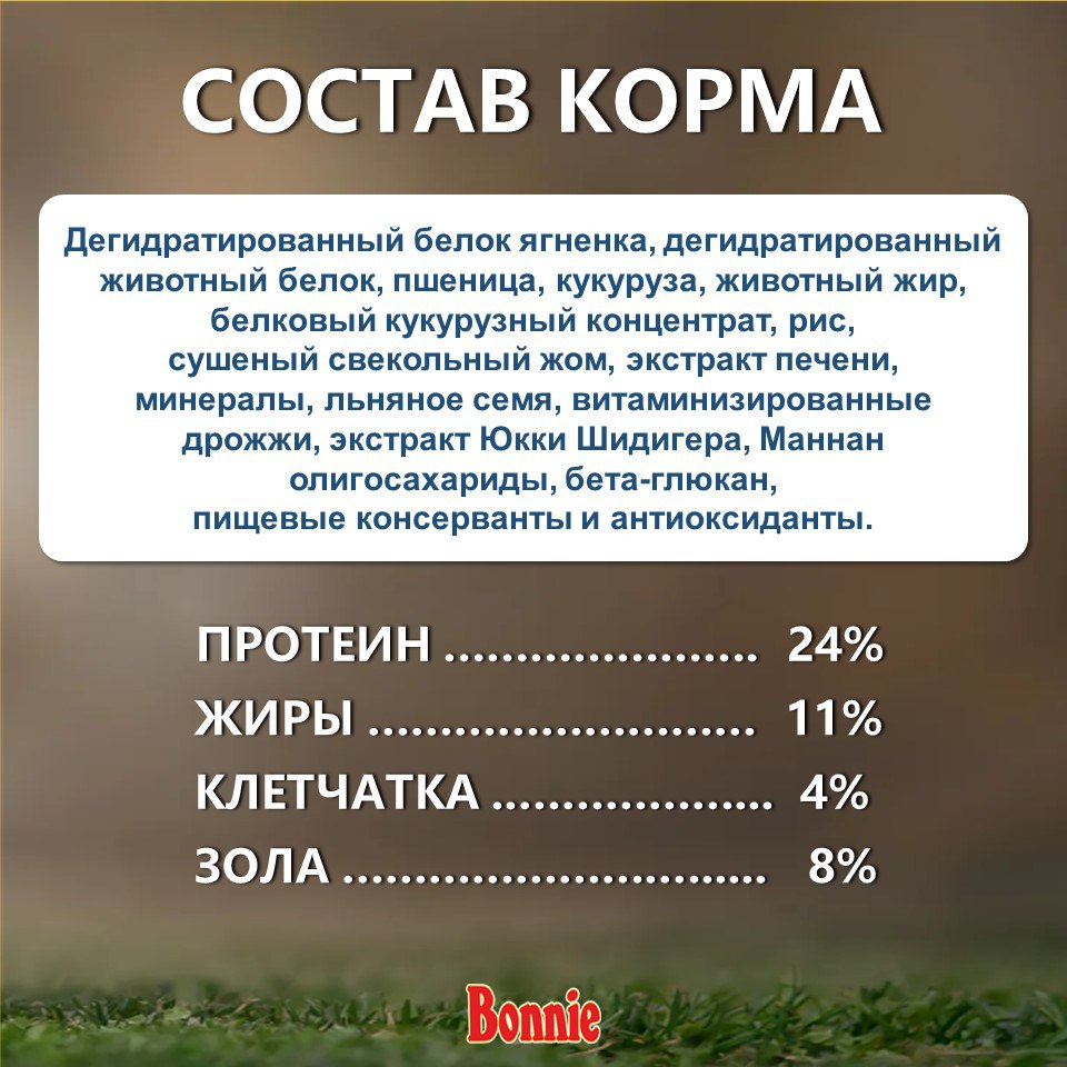 Bonnie, Сухой корм для для щенков с ягненком и рисом, 2500 г