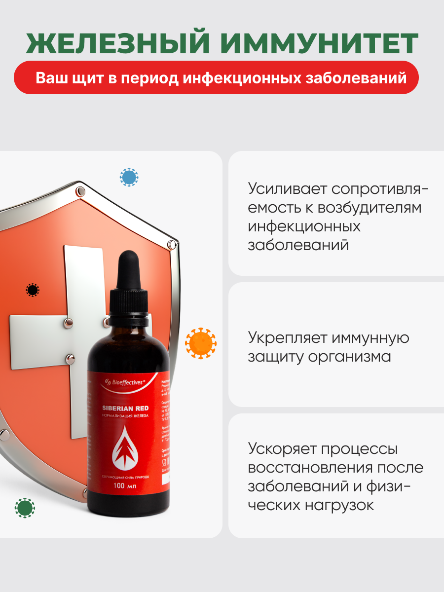 Солагифт, Bioeffectives Siberian Red (усиленный железом клеточный сок пихты сибирской), жидкость, 100 мл
