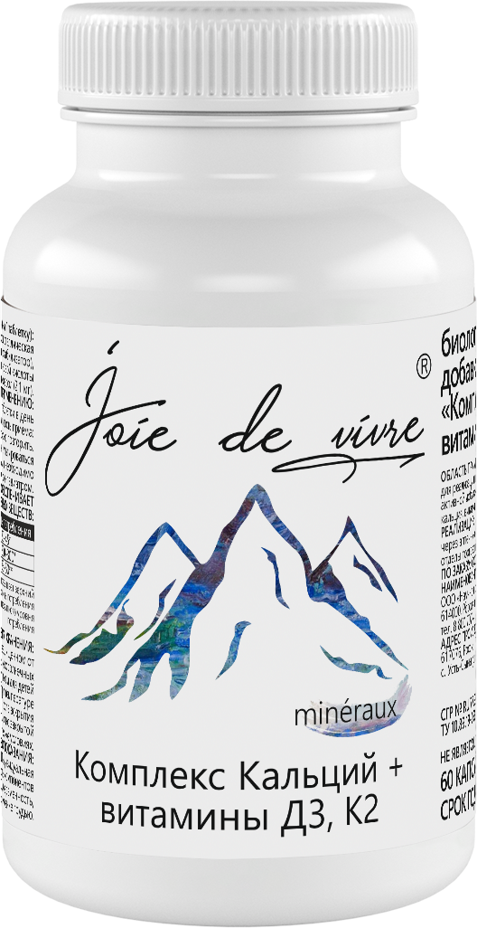 Joie de vivre, Комплекс Кальций + витамины D3 и К2, таблетки, 60 шт.
