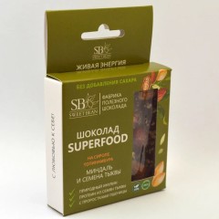 Sweet Bean, Шоколад темный без сахара (на сиропе топинамбура), с миндалем и семенами тыквы, 45 г