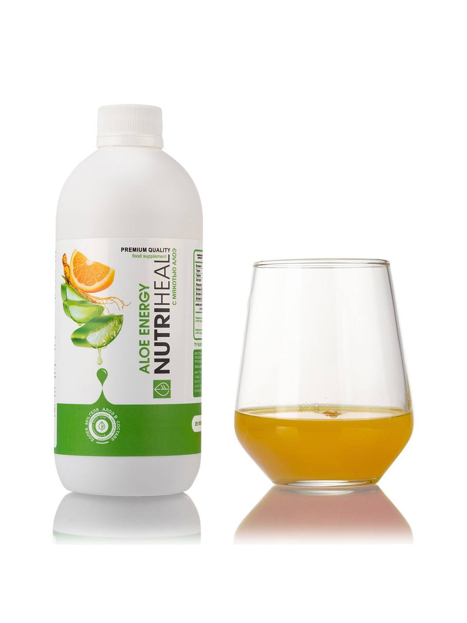 Nutriheal, Алоэ гель «Энерджи» с мякотью алоэ, гуараной и апельсиновым соком, жидкость, 500 мл