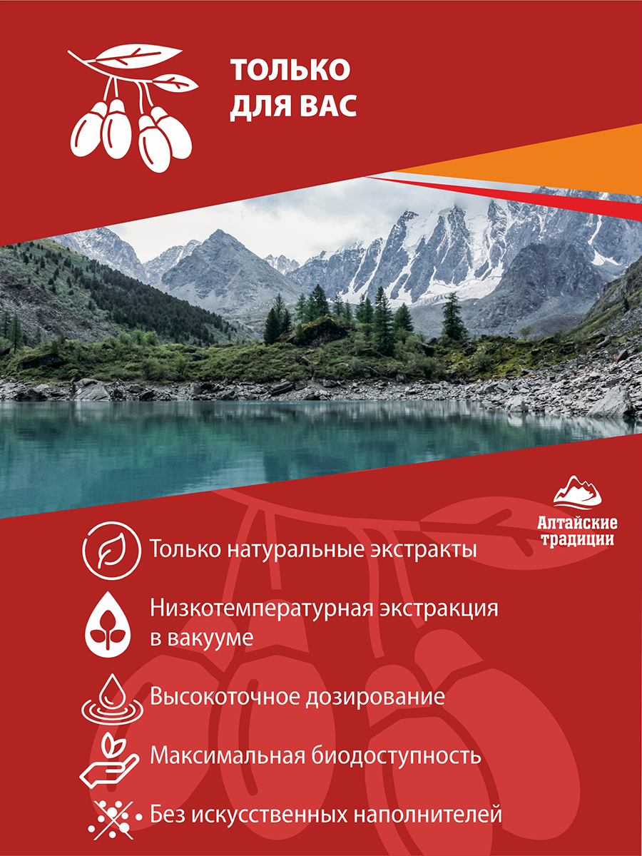 Алтайские традиции, Нативный экстракт «Ягоды Годжи», капсулы, 60 шт.